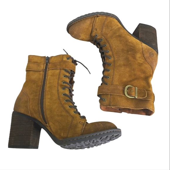 Born Rust Brown  Distressed Suede Cass Block Heel Boots...Size 9M - Picture 5 of 10